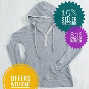 Aerie Lightweight Hoodie Tee (L) in Smoke